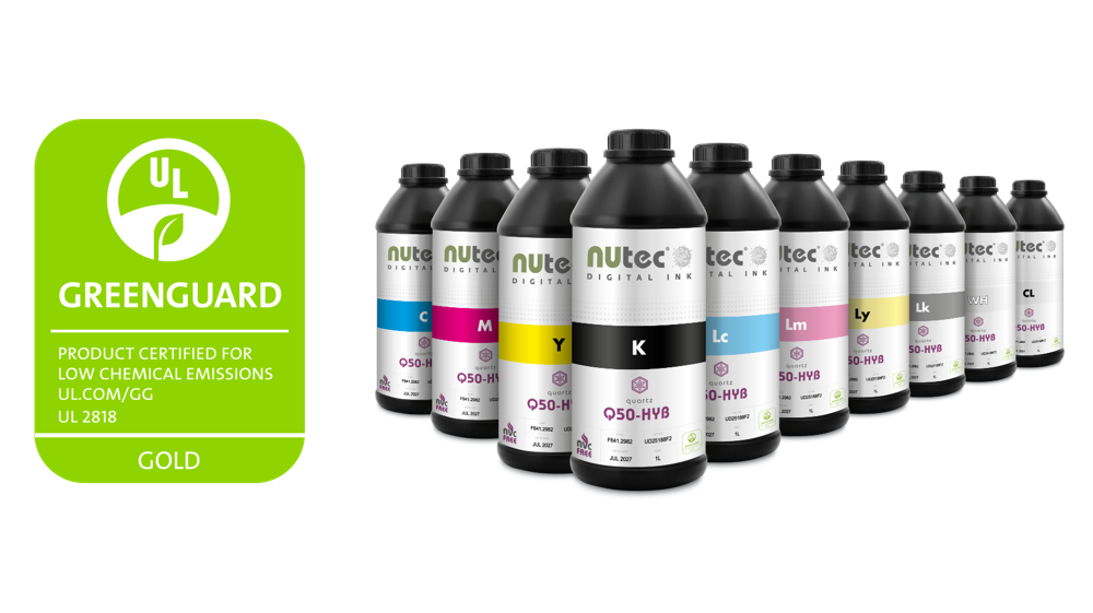 NUtec Quartz Q50-HYB UV-curable hybrid ink receives GREENGUARD Gold certification